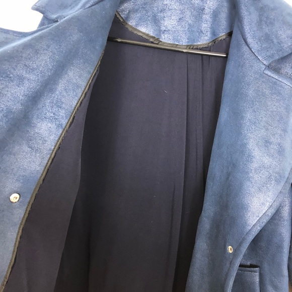 Vintage Blue Leather Mid Length Jacket Sz S - Picture 9 of 12